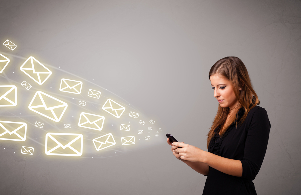 woman collecting new emails